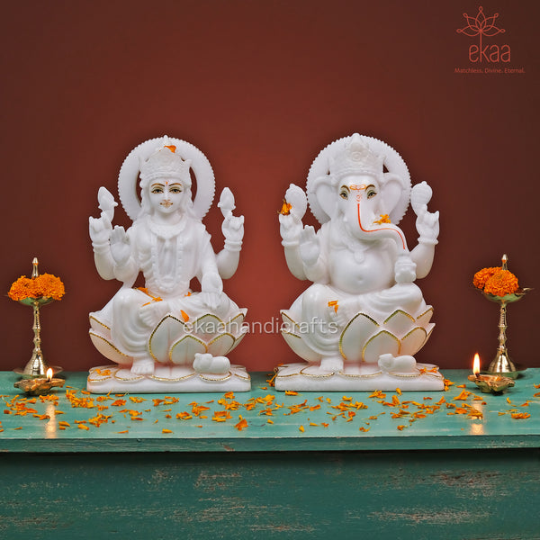 Ganesh Lakshmi Statue in Marble