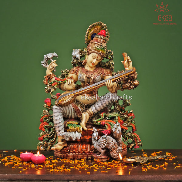 Saraswati Maa Statue in Marble Dust