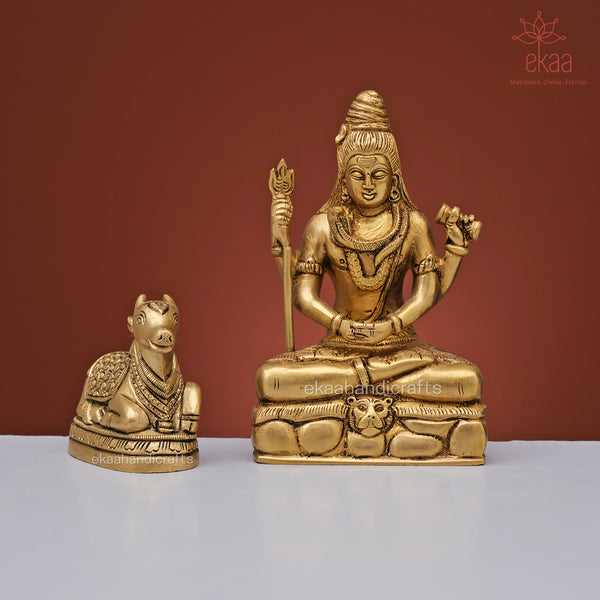 Brass Lord Shiva Idol with Nandi