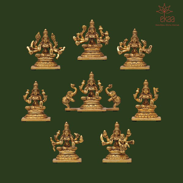 Brass Astha Laxmi, 8 forms of Goddess Lakshmi (Set of 8)