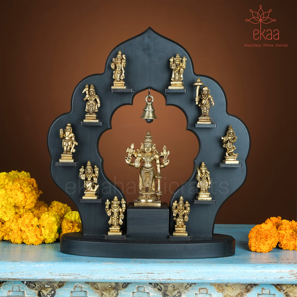 Vishnu Dashavtar Set In Brass with Wooden Frame
