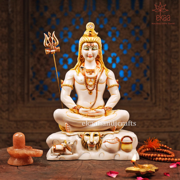 11" Lord Shiva Idol in Culture Marble