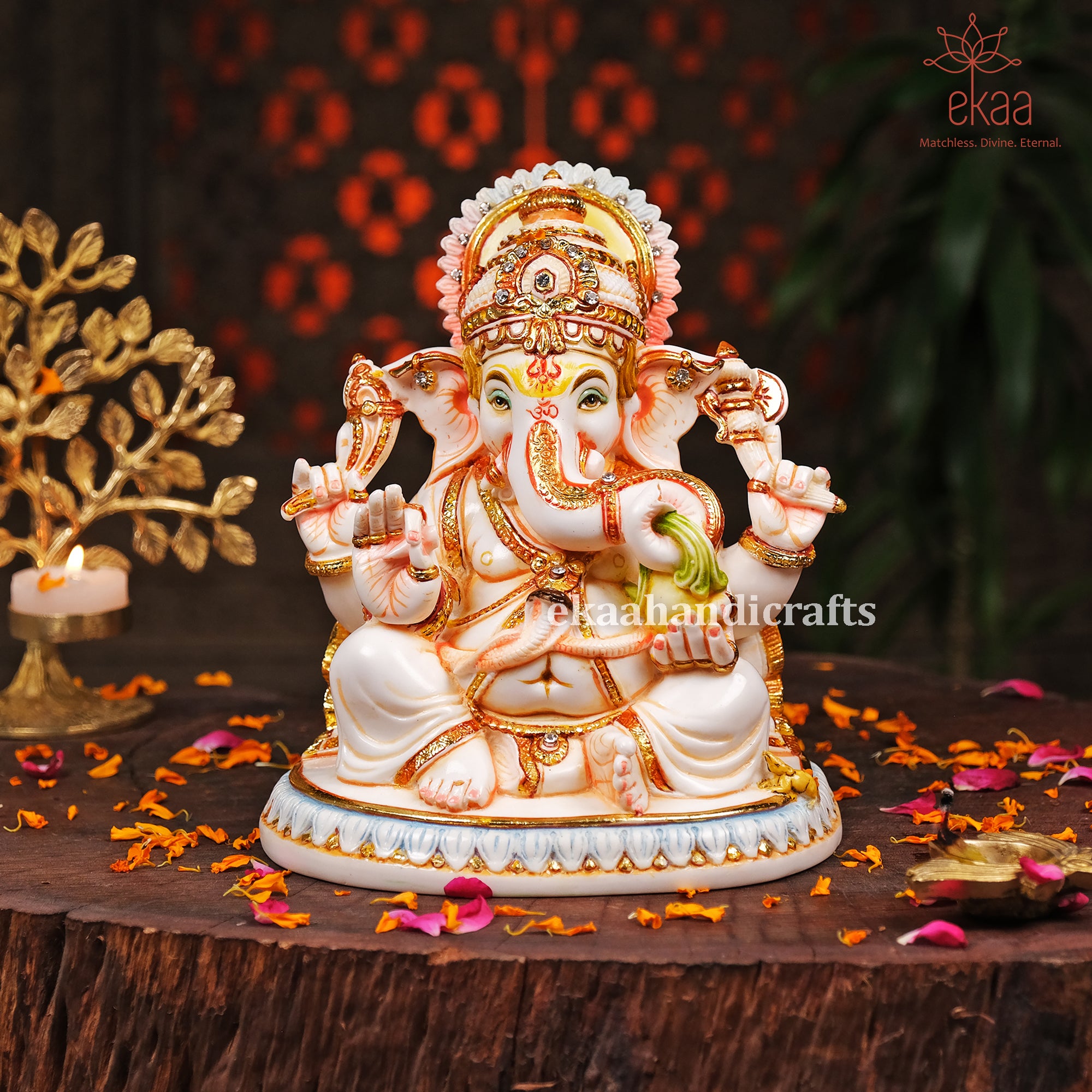 Top Collection 7.5 H 4.75 Standing Ganesh Statue in White Marble Finish -  Hindu Lord of Success Sculpture