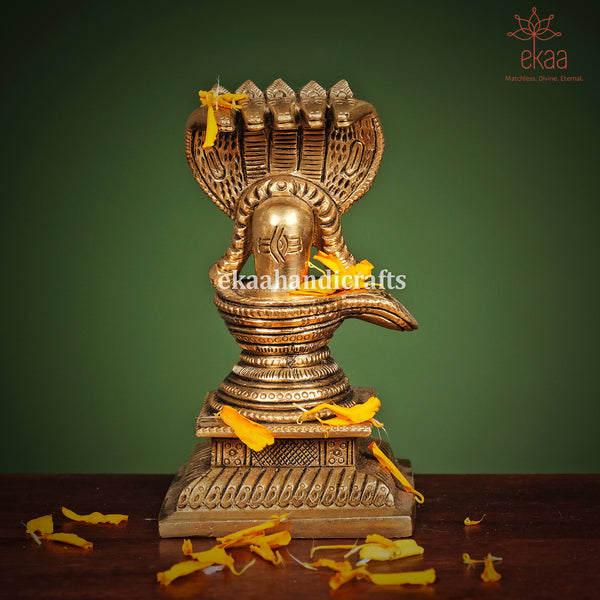 Brass Shivling with Sheshnag for Home Mandir