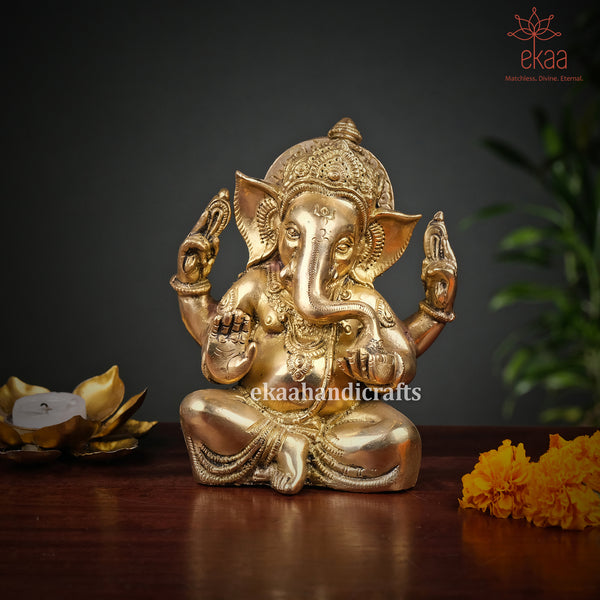 Lord Ganesha Statue Sitting Murti Brass