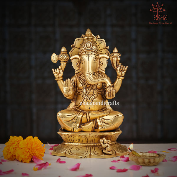 Brass Lord Ganesha Statue for Temple Pooja Ganesh Idol