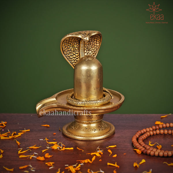 Brass Shivling with Sheshnag