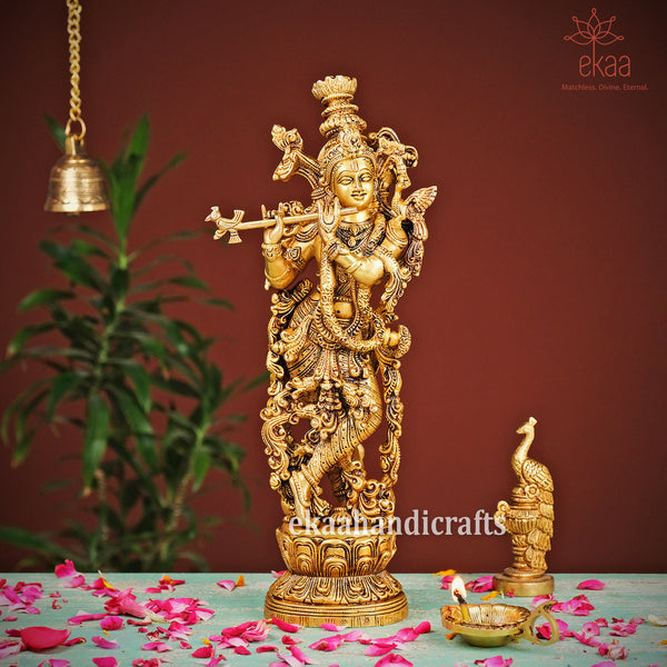 Krishna Statue for Home Temple Showpiece in Brass