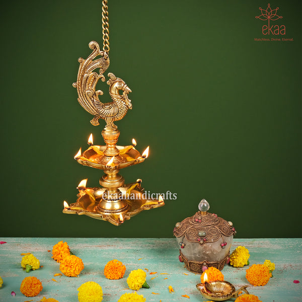 Brass Annam Bird Hanging Oil Diya