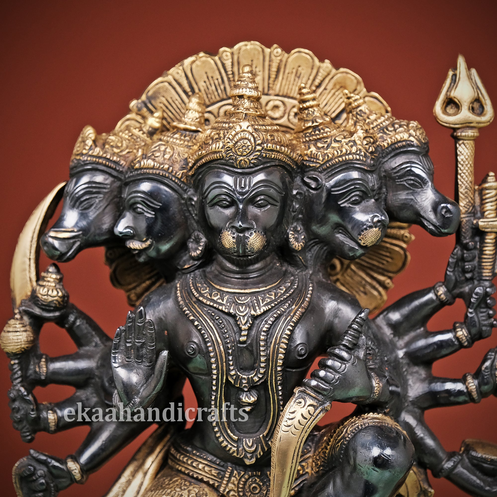 Brass Panchmukhi Hanuman Statue Bajarangbali Murti – Ekaa Handicrafts