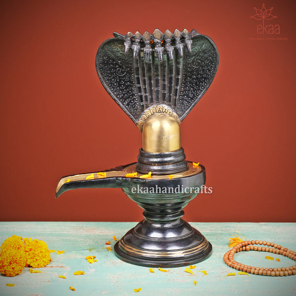 Brass Shivling with Sheshnag for Home Temple
