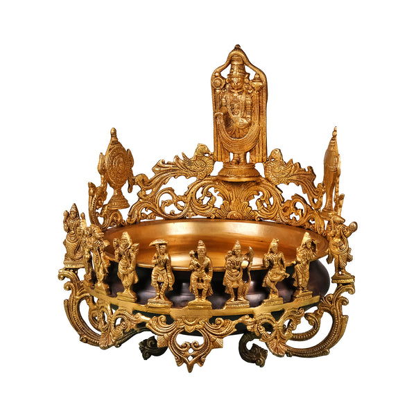 Brass Vishnu Dashavtar Urli Bowl, 10 forms of Lord Vishnu