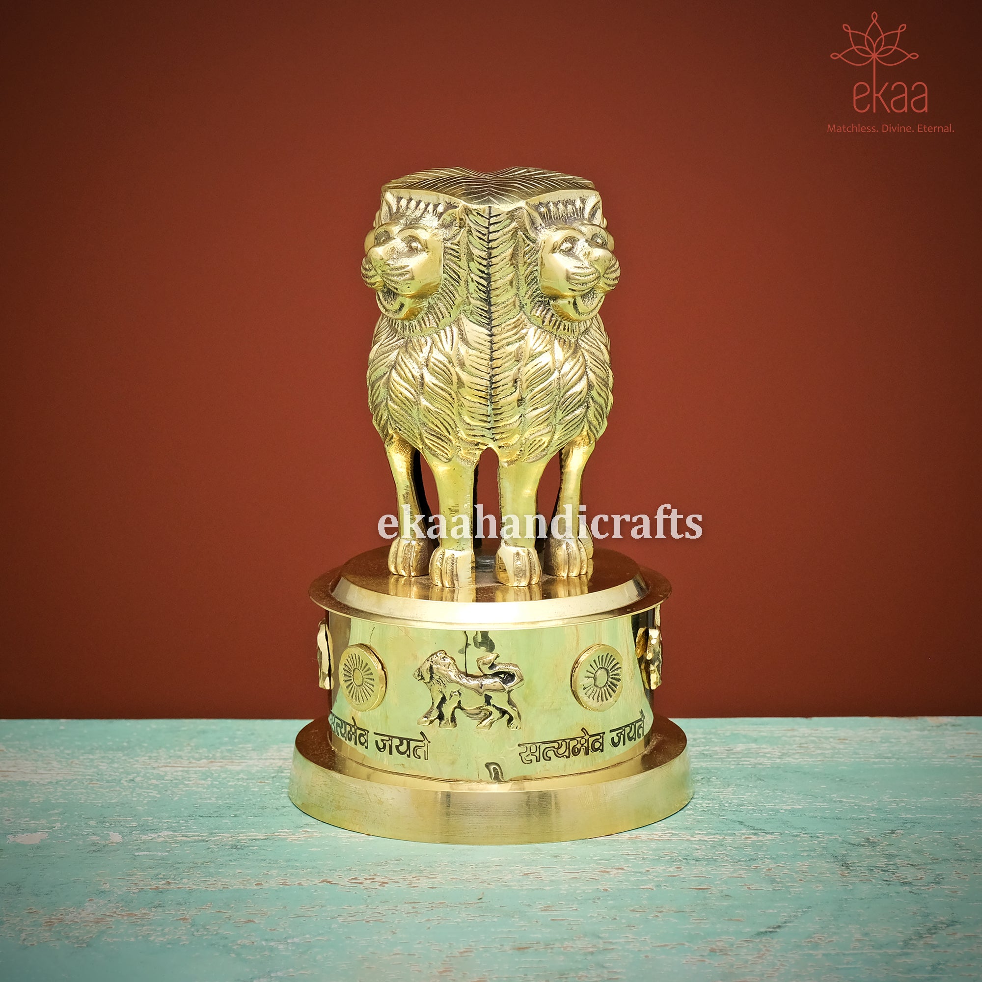 Brass Ashok Stambh Decorative Indian Emblem Ekaa Handicrafts