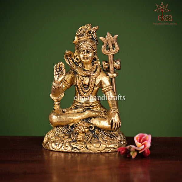 Brass Lord Shiva Statue with Trident