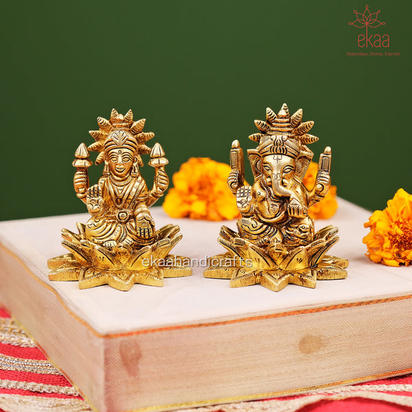 Brass Lord Ganesha and Goddess Lakshmi