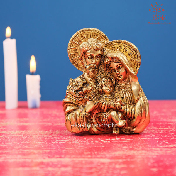 God Jesus Christ and Mary statue with Baby Jesus Brass