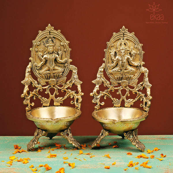 Brass Ganesh Lakshmi Urli Diya