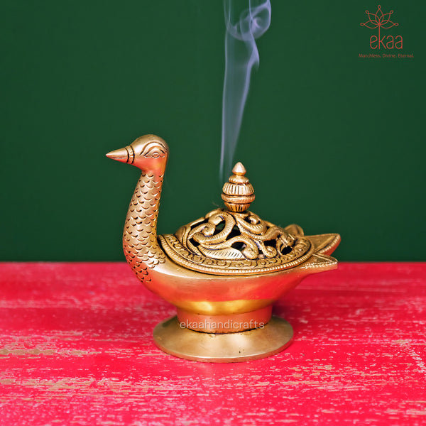 Brass Swan Dhoop Burner, Incense Holder