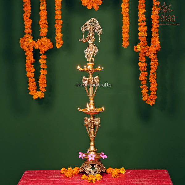 Brass Krishna Diya Lamp