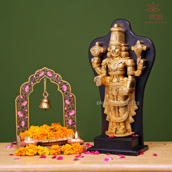 18" Tirupati Balaji Statue in Brass with Frame
