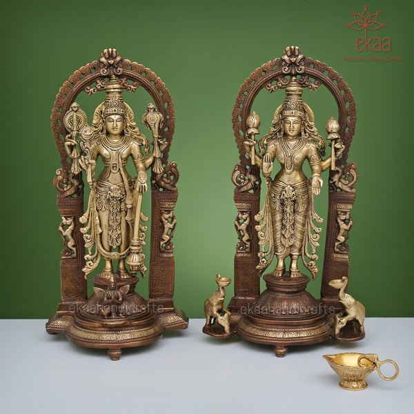 Brass Lakshmi Narayan Idol with Diya