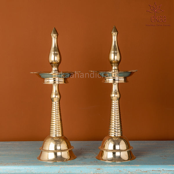 Brass Kerala Oil Lamp Nilavilakku Diya (Set of 2)