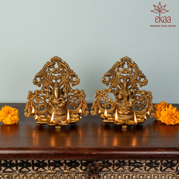 Lord Ganesha and Goddess Parvati Diya Set