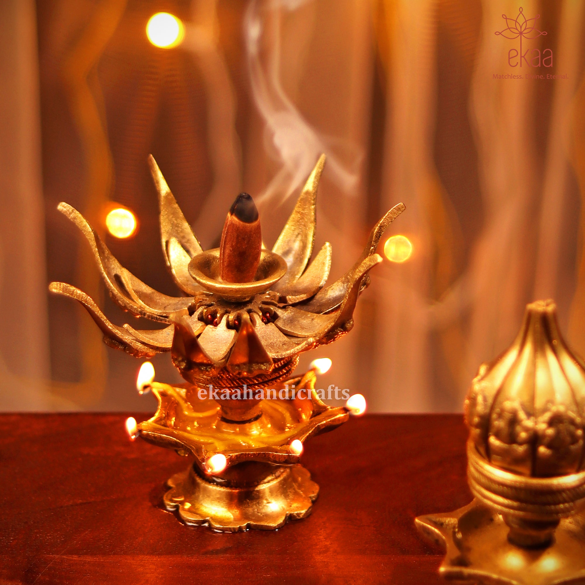 Brass Lotus Dhoop Burner Incense Holder Ekaa Handicrafts