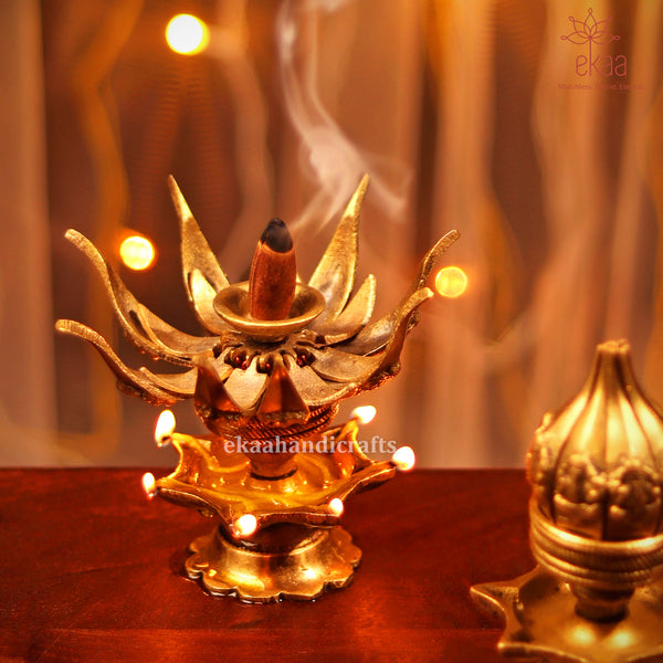 Brass Lotus Dhoop Burner Incense Holder