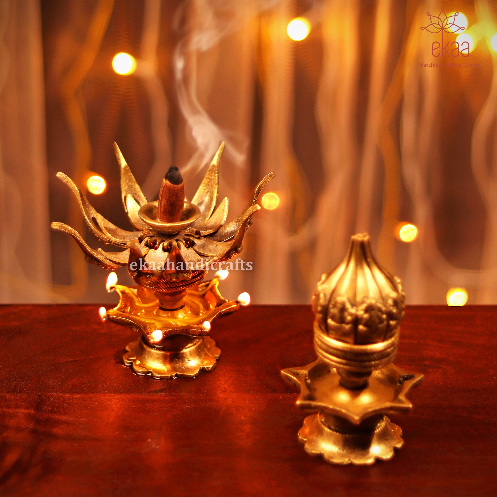 Brass Lotus Dhoop Burner Incense Holder Ekaa Handicrafts