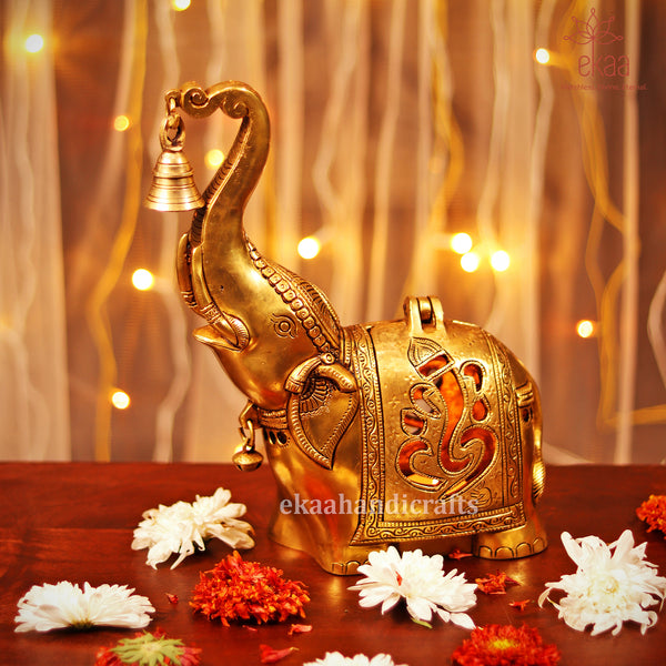 Brass Elephant Lamp with small diya