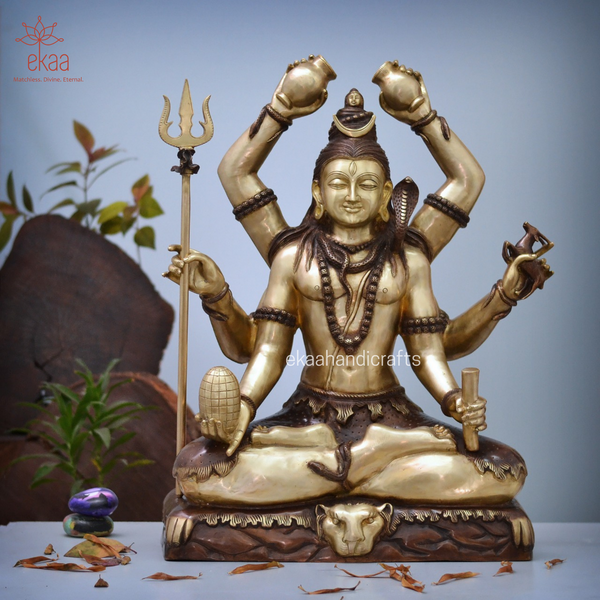 Brass Lord Shiva Statue with 6 Hands